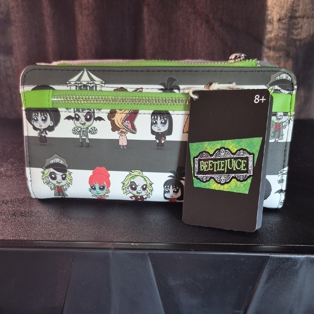 Loungefly Beetlejuice Character Wallet - Black, White, Green - Picture 2 of 4